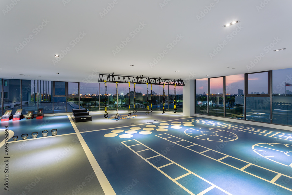Bangkok, Thailand November 28, 2023 Gym interior with luxury