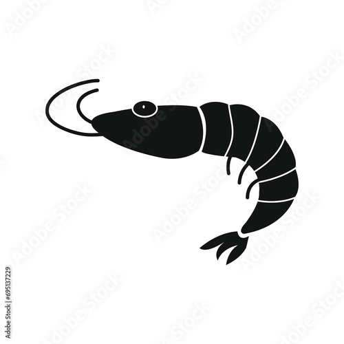  shrimp icon. Fish and sea vector sign flat illustration on white backgrounnd..eps