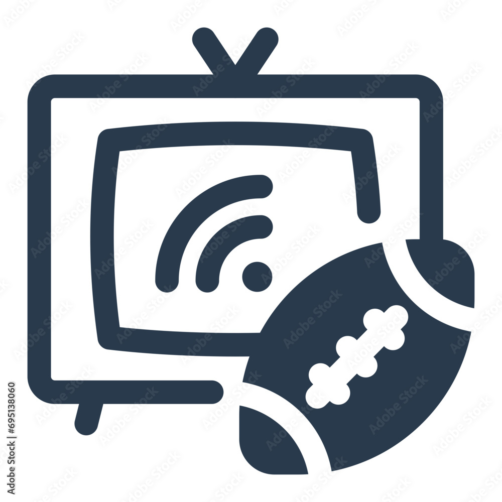 American Football Big Game Live on TV Vector Icon Illustration American Football Big Game Live on TV Vector Icon Illustration