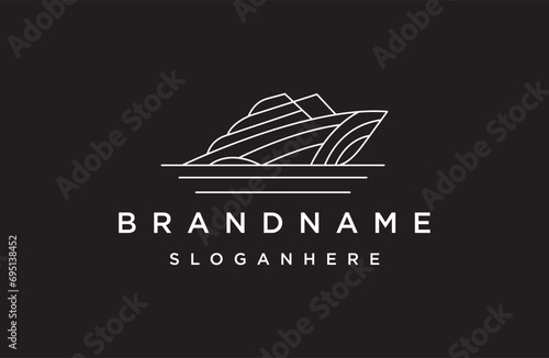 yacht logo design template on black background.
