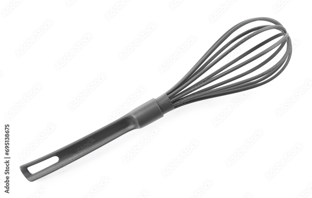 Plastic whisk isolated on white, top view. Kitchen utensil Plastic whisk isolated on white, top view. Kitchen utensil