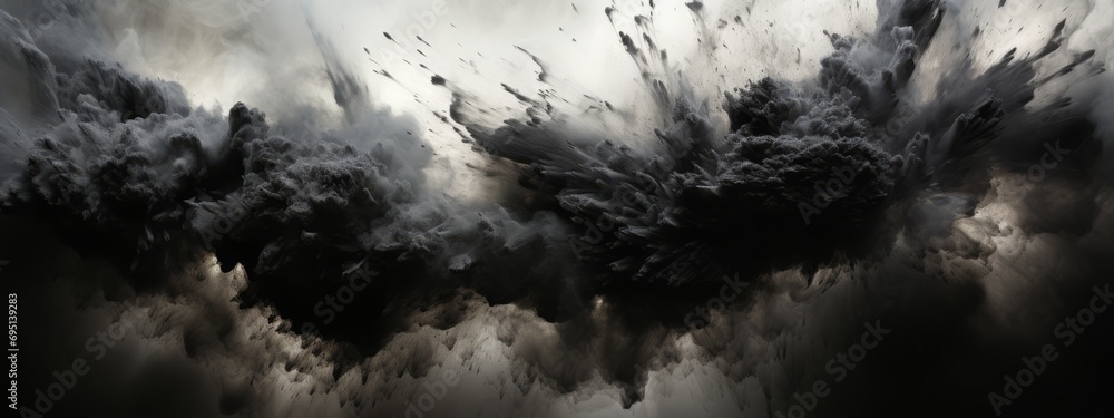 Black charcoal powder dust paint white explosion explode burst isolated ...