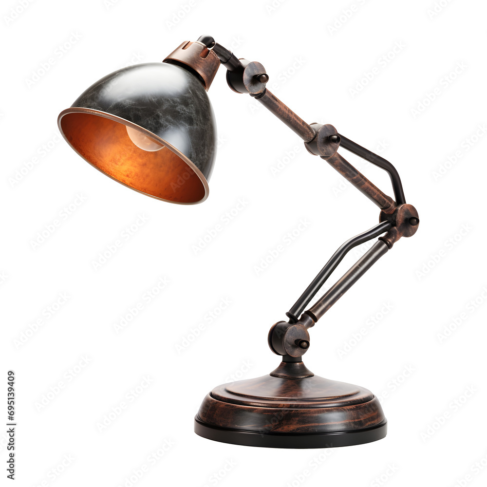 Mechanical Desk Lamp PNG, Adjustable Arm, Metallic Finish