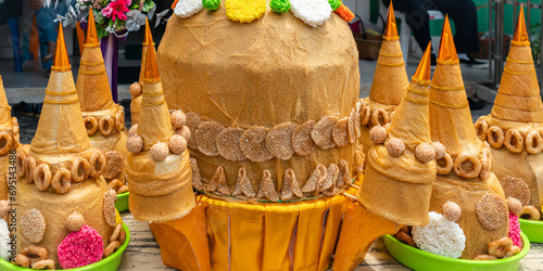 KhanomLa pagoda, Tenth Lunar Month festival (Duensip or Wan sart thai) or Thai Ghost festival. Traditional culture in southern of Thailand. photo
