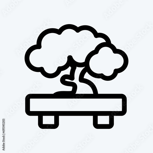 Icon Bonsai. suitable for Japanese symbol. line style. simple design editable. design template vector. simple illustration