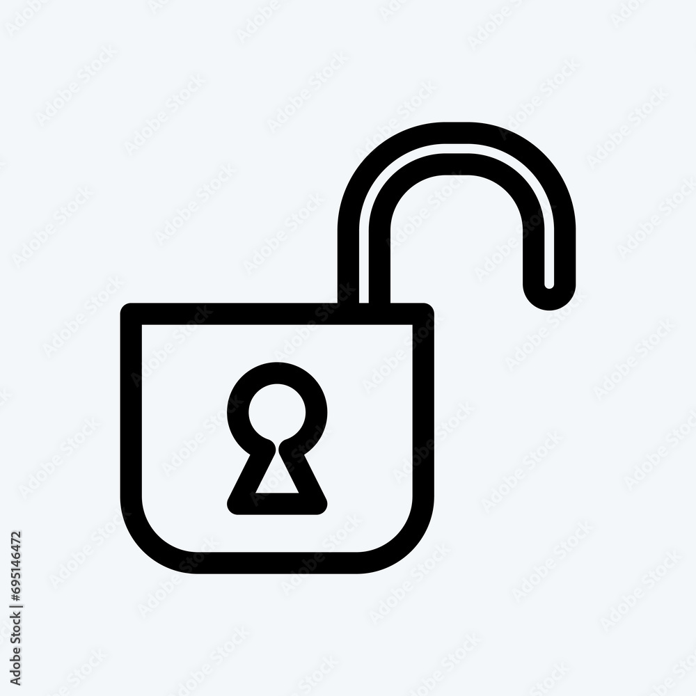Icon Unlocked. suitable for Security symbol. line style. simple design editable. design template vector. simple illustration Icon Unlocked. suitable for Security symbol. line style. simple design editable. design template vector. simple illustration