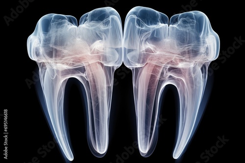 Dental tooth anatomy x-ray . Cross section of human tooth with infographics created with Generative AI