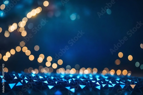 Blue triangle background, bokeh, triangular, blurred triangles background, light with shapes, blurry light, blurry background colorful, night lights, city lights, haze, depth of field