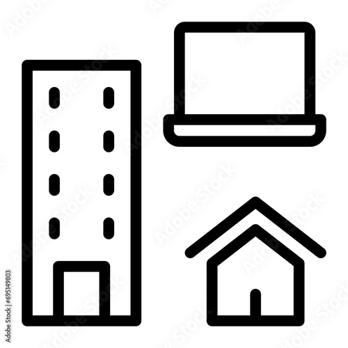 hybrid work line icon