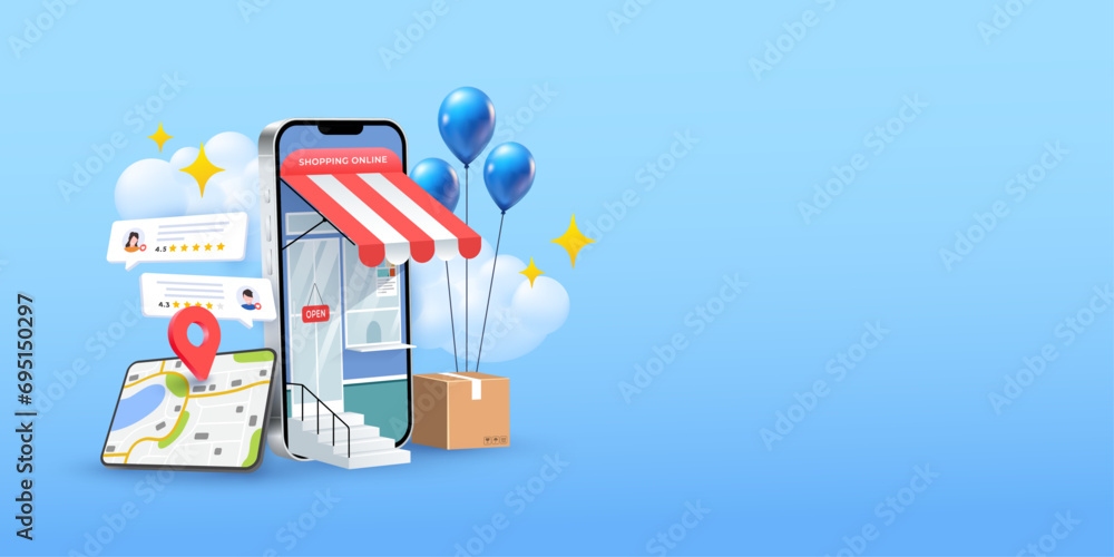 customer ratings and reviews local search Online shopping marketing 3d illustration customer ratings and reviews local search Online shopping marketing 3d illustration