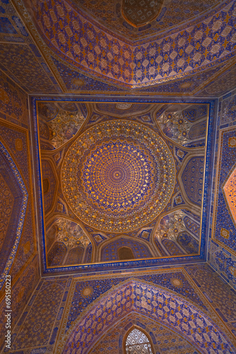 Decorated ceilings of the Till Kari Madrasa at the Registan Square