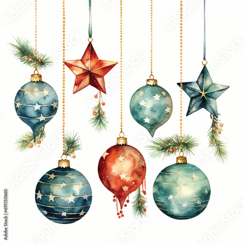 set of christmas ornaments