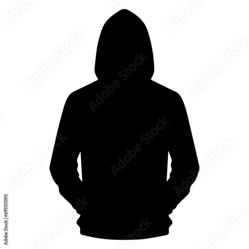 Men's Fashion Hoodies vector silhouette, black color, 