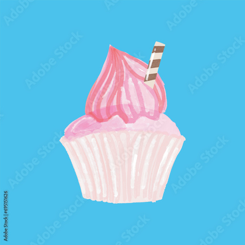 watercolor sweet cupcakes all variant isolated on white background