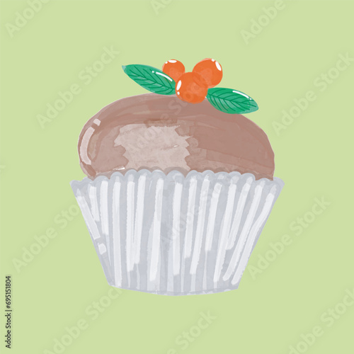 watercolor sweet cupcakes all variant isolated on white background