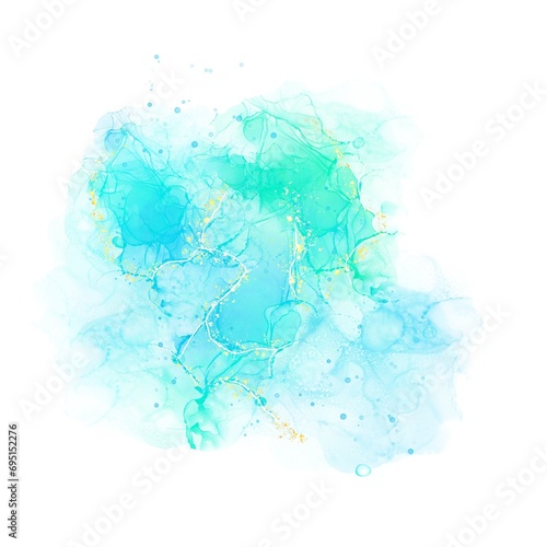 Green and Blue Watercolor Alcohol Ink Graphic Element