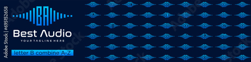 set of element audio combined letter B with A to Z and numbers from 1 to 9. vector illustration