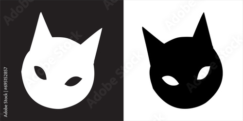 Vector, Image of double cat, Black and white with transparent background