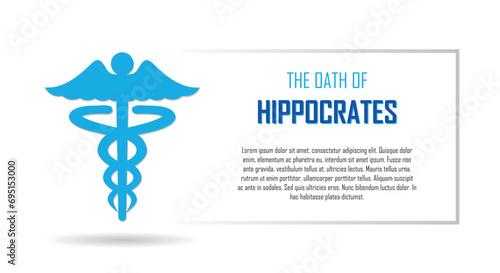 Medicine and Healthcare banner with, Hippocratic symbol, Caduceus, A logo that mostly used in the medical field, copy space for text photo