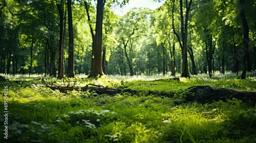 A beautiful green forest in summer evening beautiful