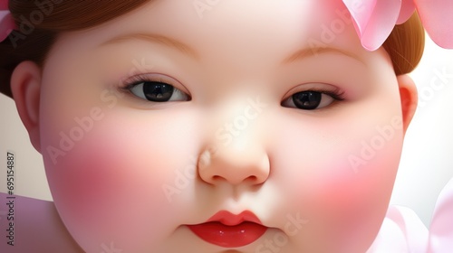 closeup portrait of fat overweight girl, illustration photo