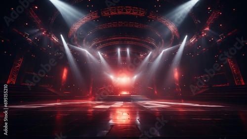 A stage with beautiful concert stage lights with lighting, Generated by AI photo