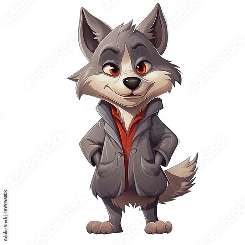 Wolf Wearng Jacket Cartoon photo