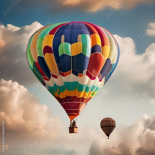 A whimsical village in the clouds with colorful hot air balloons3 photo