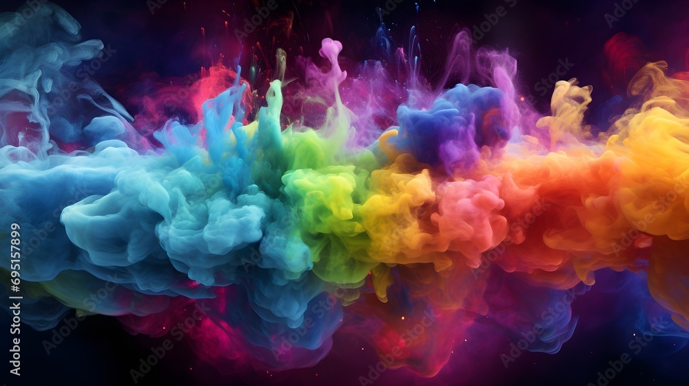 Celestial orbs of colorful smoke burst forth - obrazy, fototapety, plakaty 