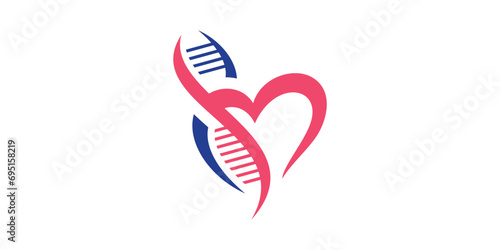 logo design combination of love shape with genetics, icon, vector, symbol.