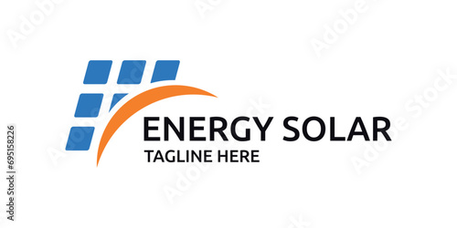 solar panel logo design with sun, abstract logo, icon, vector, symbol.