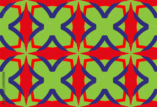 Abstract backdrop consisting of various sized multicolored geometric figures