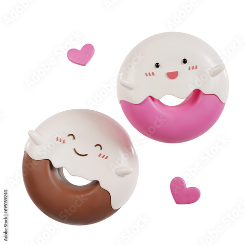 Valentines day dessert cupcakes 3d illustration.