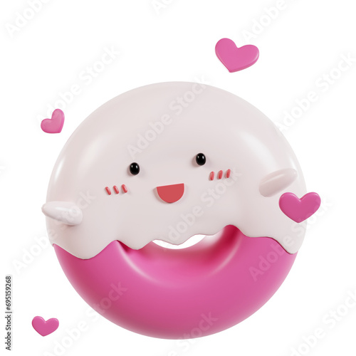 Valentines day dessert cupcakes 3d illustration.