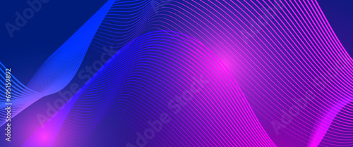 Technology background. Futuristic abstract background with glowing wave. Shiny moving lines design element. Modern red blue gradient flowing wave lines. Future technology concept for cover, header