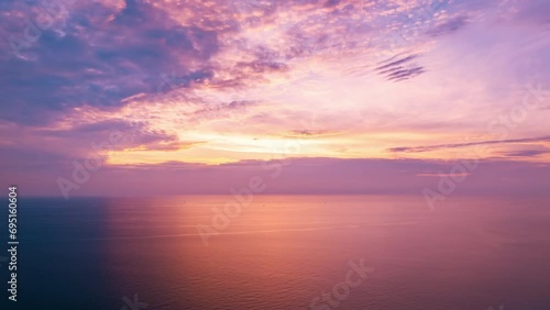 Nature sea sunset background.Tropical sea at sunset or sunrise over sea video 4K,Colorful sky in golden hour amazing seascape,Dramatic sunrise wonderful sky nature seascape photo