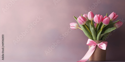 Arrangement of pink tulips for Mother's Day or anniversary