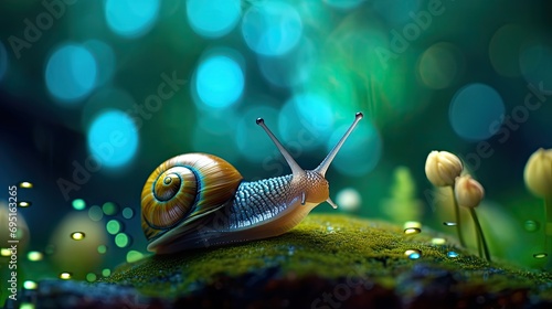 a snail in a bioluminescent lush decor avatar