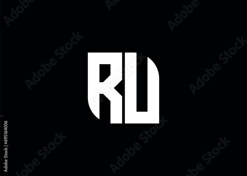Monogram Letter RU Logo Design vector template