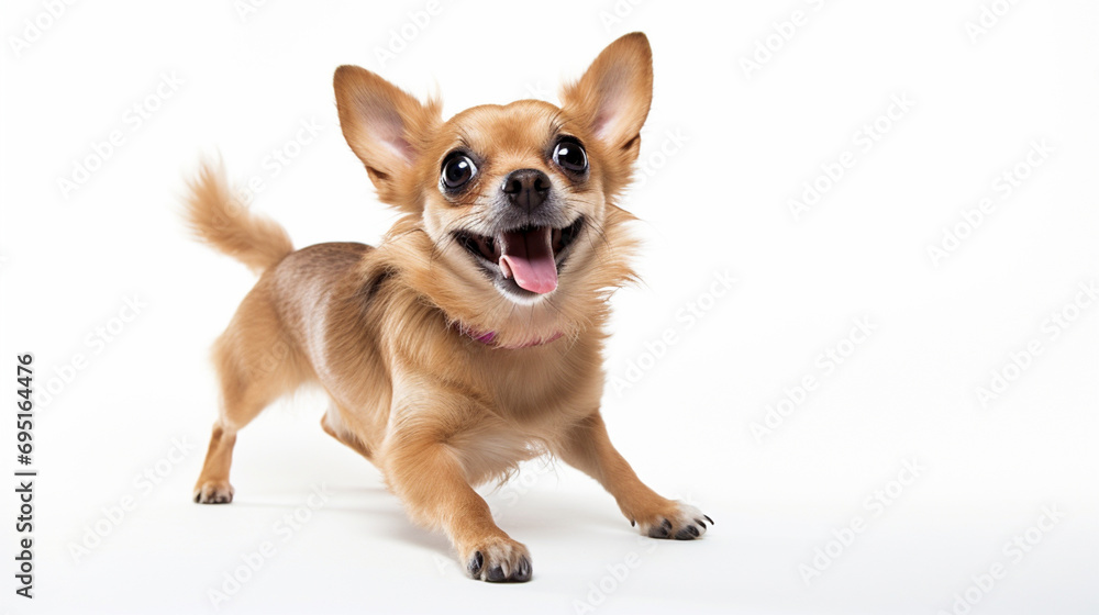 Cute Tiny Toy Cihuahua isolated on white background. Generative AI Cute Tiny Toy Cihuahua isolated on white background. Generative AI
