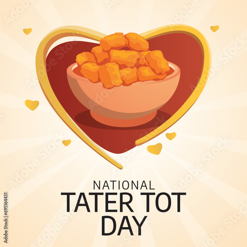 Flyers honoring National Tater Tot Day or promoting associated events can utilize National Tater Tot Day vector graphics. design of flyers, celebratory materials.