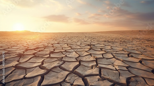 Desert or Dried Cracked Mud. Global Warming and Climate Change Concept
 photo