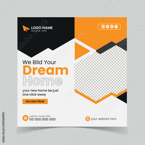 Dream home build social media post design template