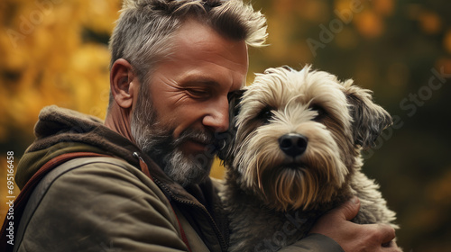 Dog and owner loving each other, Close Up