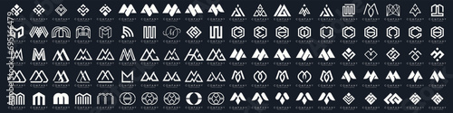 collection abstract letter M logo design. modern logotype M design with white color. vector