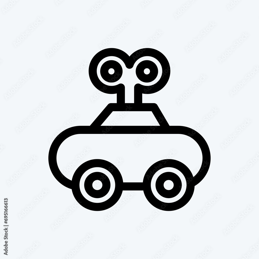 Icon Clockwork Car. suitable for Kids symbol. line style. simple design editable. design template vector. simple illustration