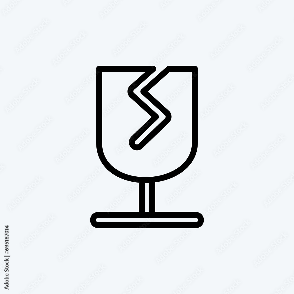 Icon Fragile. suitable for education symbol. line style. simple design editable. design template vector. simple illustration Icon Fragile. suitable for education symbol. line style. simple design editable. design template vector. simple illustration