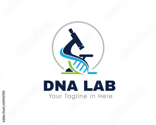 microscope genetic laboratory science logo icon symbol design template illustration inspiration