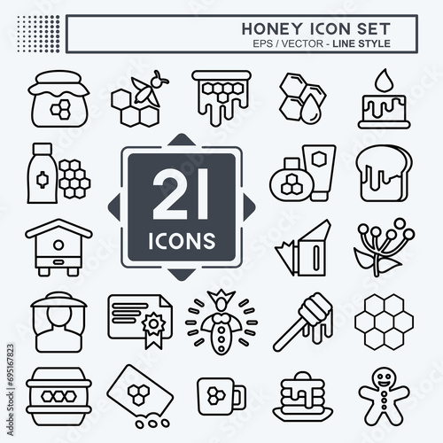 Icon Set Honey. suitable for Bee Farm. Line Style. simple design editable. design template vector. simple illustration