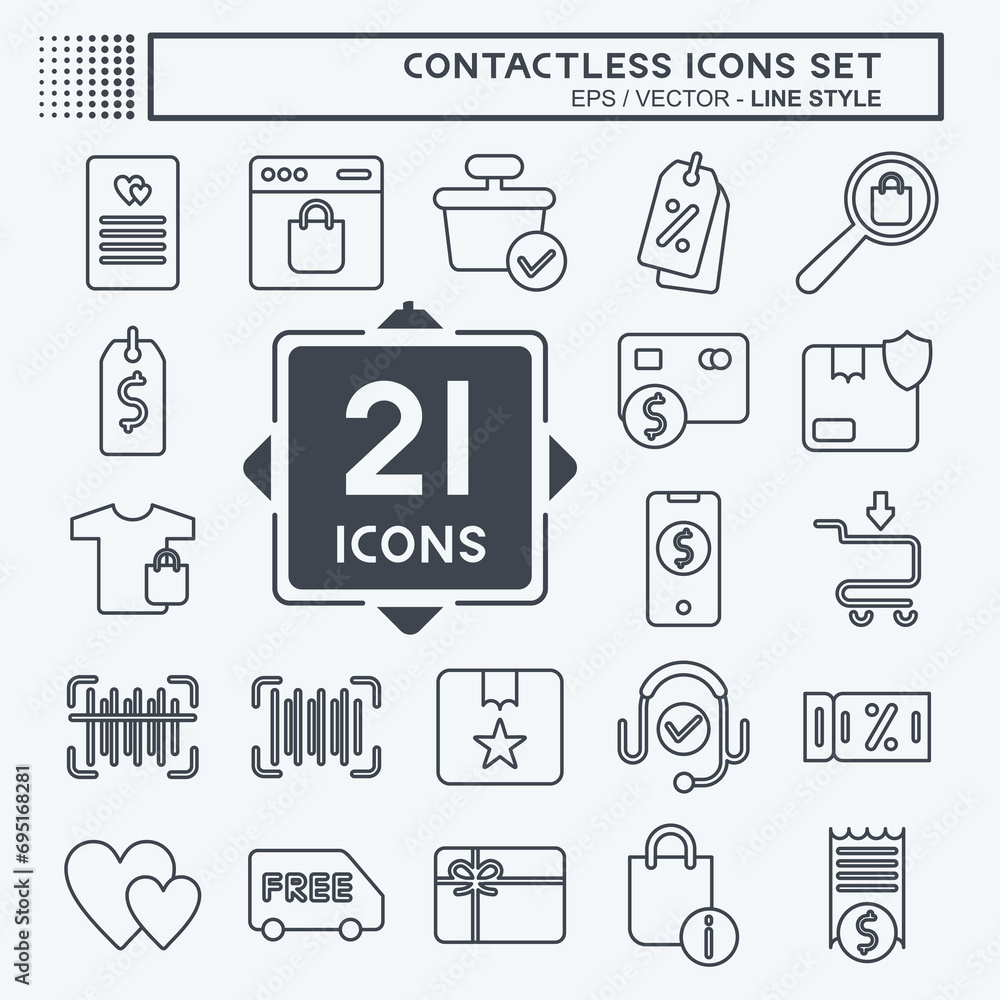 Icon Set Contactless. related to Business symbol. Line Style. simple design editable. simple illustration Icon Set Contactless. related to Business symbol. Line Style. simple design editable. simple illustration